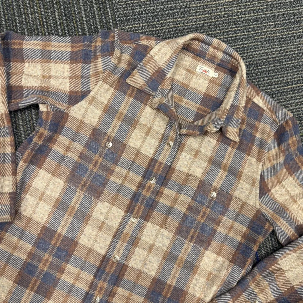 Faherty Legend Sweater Shirt Button Down Shirt - Brown and Blue Plaid - Picture 1 of 9
